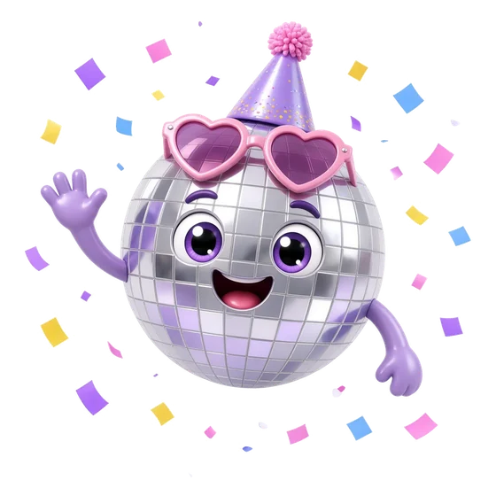Templates.party mascot: a disco ball in a party hat