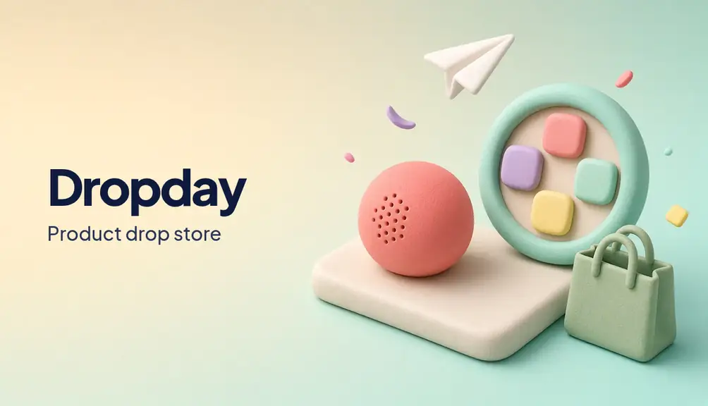 Illustrated preview of the Dropday product drop store template