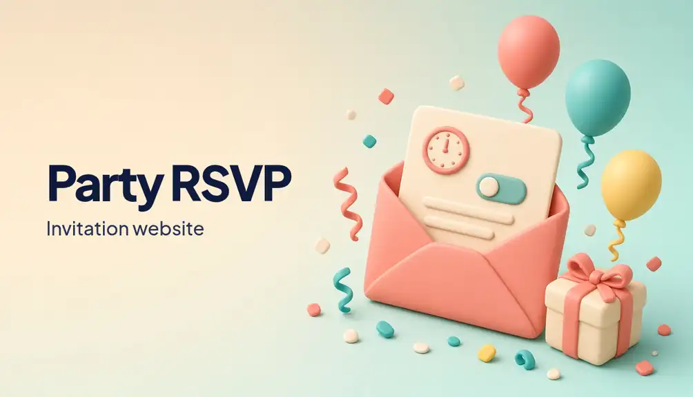 Illustrated preview of the Party RSVP website template