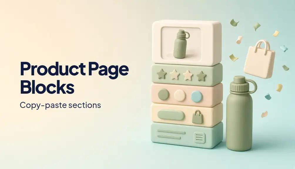 Illustrated preview of the Product Page Blocks product page sections