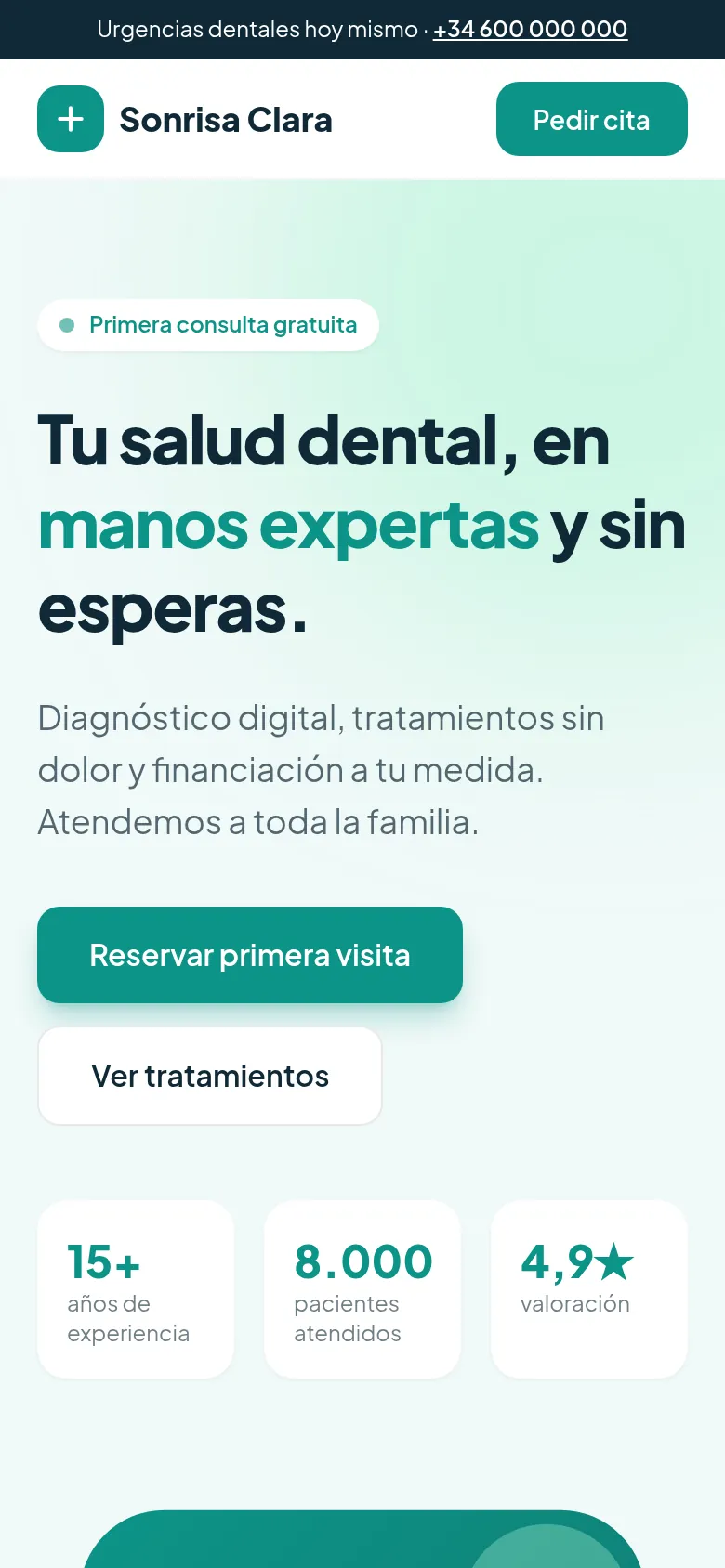 Clinic template on mobile