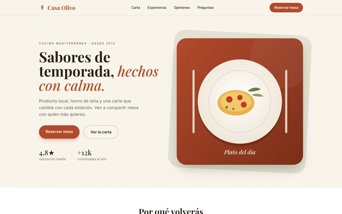Restaurant template (Casa Olivo)